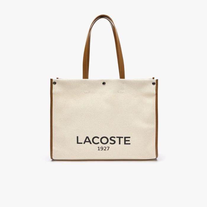 Sac A Main - Lacoste - Sac cabas/shopping en toile de coton avec marquage NF3821TD - couleur:Natural tan (k02)