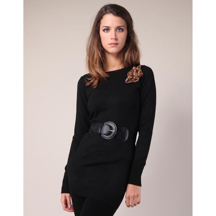 Robe Pull Courte Avec Ceinture - Noir Et Blanc - Tailles M/L - Marque POUT - Neuf Sans étiquette