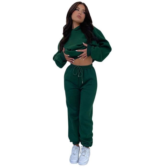 Ensemble Jogging Femme 2 Pièces - Sweat à Capuche Et Pantalon Large - Style Chic Et Décontracté, Imprimé Tendance 2024