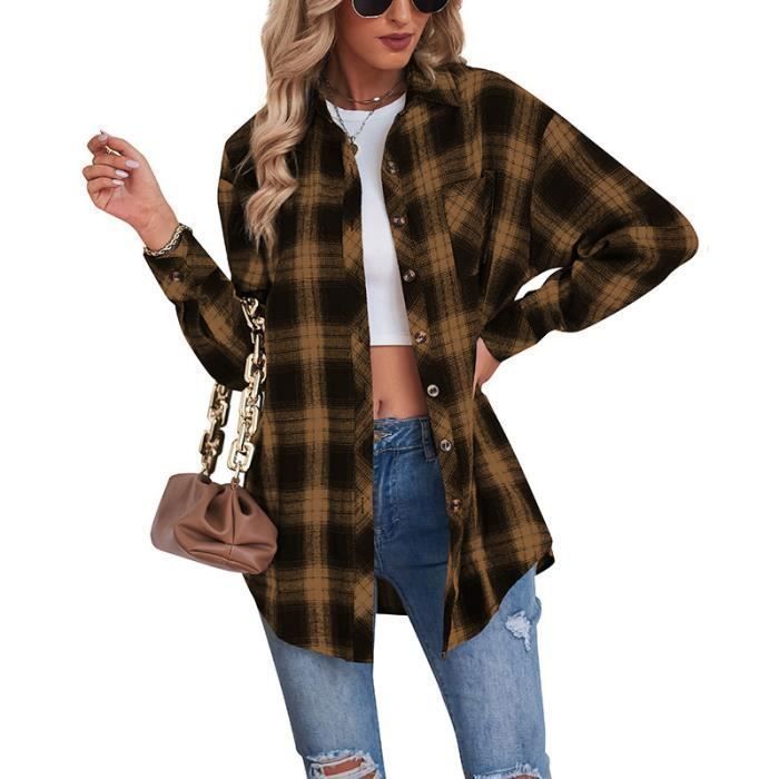 Chemise,Chemisier imprimé à manches longues pour femmes, col rabattu, boutons, élégant, tenue de Chemise,Chemisier imprimé à manches longues pour femmes, col rabattu, boutons, élégant, tenue de