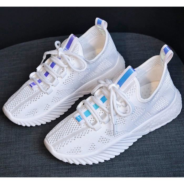 Chaussures de Running Compétition Femme Fitness LéGèRes Outdoor Casual  Tennis Pas Cher Été Chaussure Lacets Confortable Blanc Blanc Blanc -  Cdiscount Chaussures