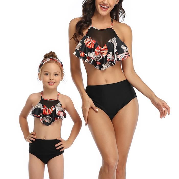 Femmes Filles Maillot De Bain 2 Pieces Mere Fille Mignon Volants Bikini Set Parent Enfant Couleur 3 Enfant 128 Couleur 3 Cdiscount Pret A Porter