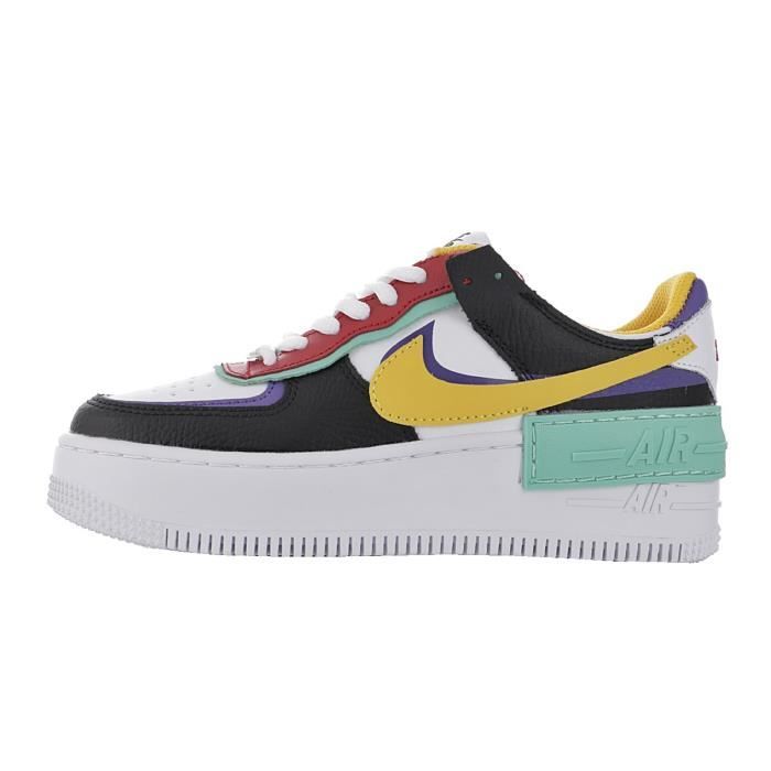 Baskets Nike WMNS Air Force 1 Shadow Femme Noir Blanc Jaune Noir