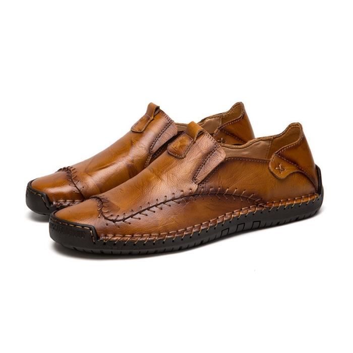 QB™ SLIPON Homme cuir Grande taille jaune marron Marron