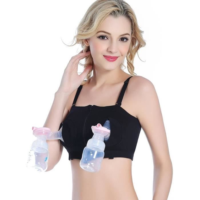 Tire Laits Mains Libres Maternite,Breastpump maternite mains libres gorge d'allaitement doux,allaitement Bras(Noir-M)