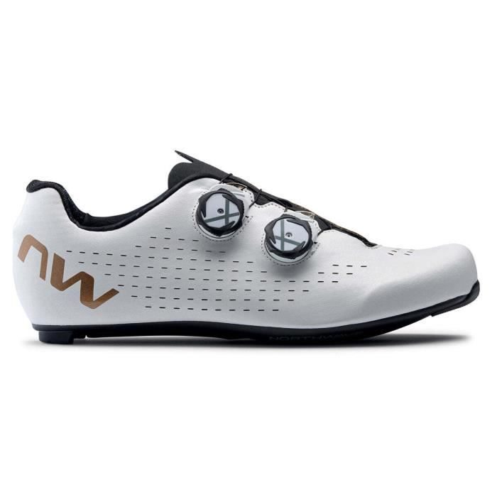 Chaussures de vélo Northwave Revolution 3 - blanc/bronze - taille 46 - semelle Morph Carbon 12 AAS