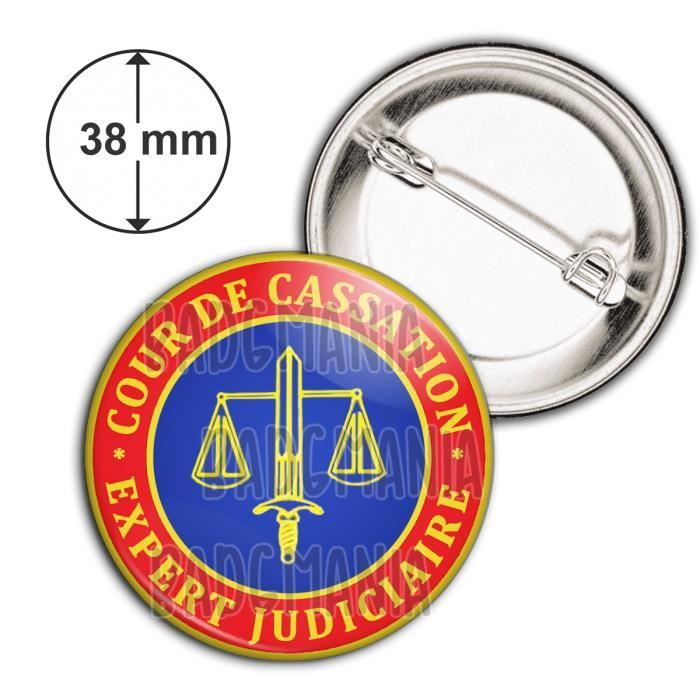 Badge 38mm Cocarde Bleu Rouge Expert Judiciaire Cours De Cassation Texte Or Bouton Pins Epinglette