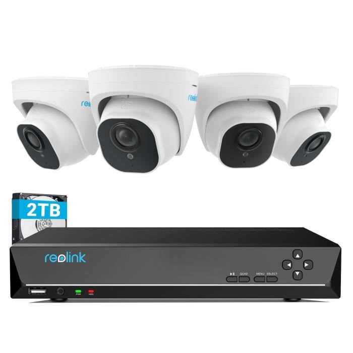 Kit Caméra de surveillance 4K Reolink - 4 Caméras PoE - 8CH NVR - Enregistrement 24/7 - Accès à distance