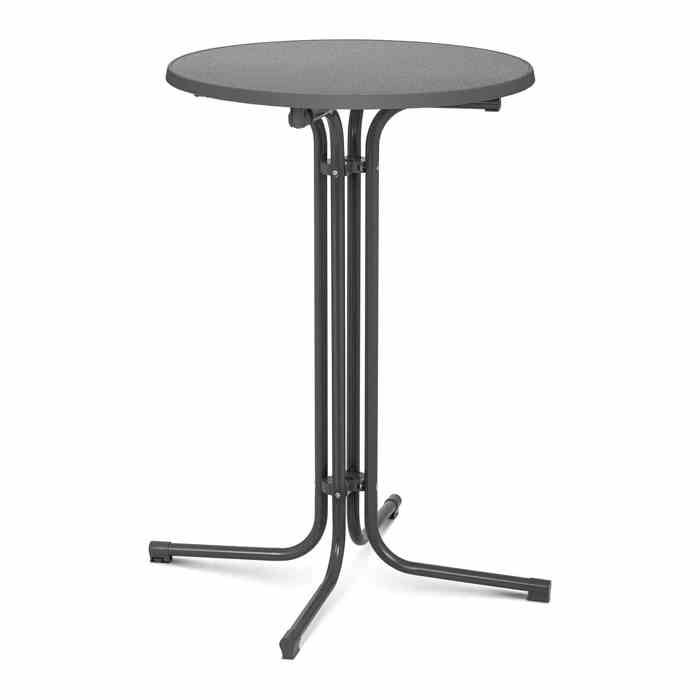 table haute bistrot pliante - royal catering - ø70cm - hauteur 110cm - gris