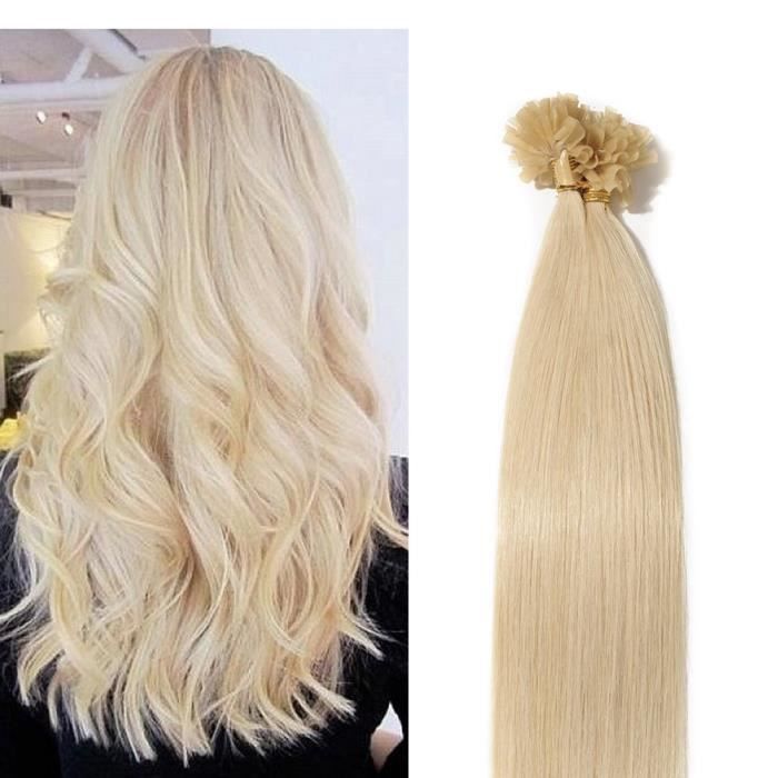 24 Pouces 100 Mèches Extension Cheveux Naturel Kératine Pose A Chaud  50G[0.5g-Mèche] Cheveux Lisse Mèche Kératine - #60 Blond - Cdiscount Au  quotidien