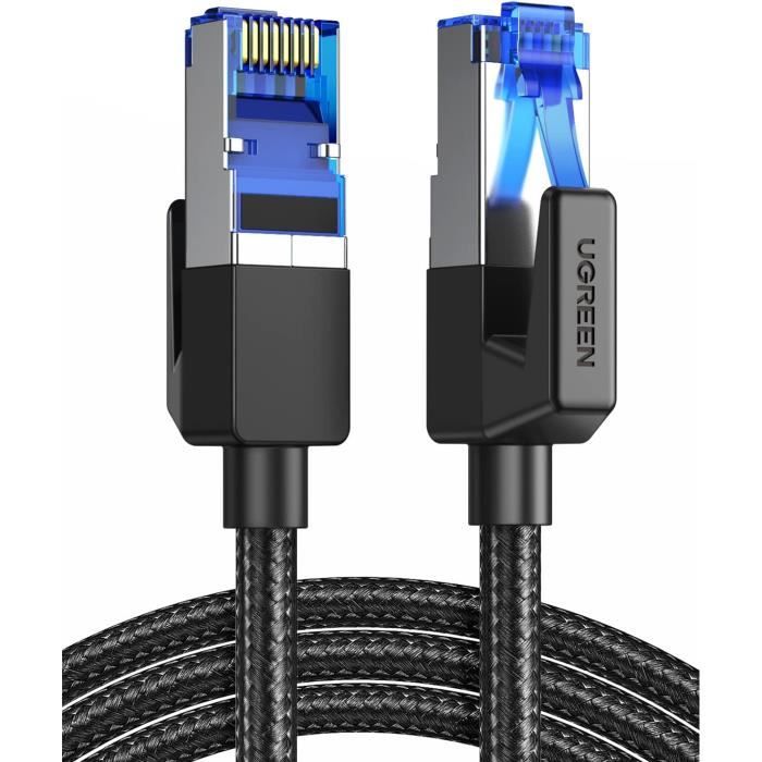 UGREEN Cat 8 Plat Câble Ethernet Réseau RJ45 Nylon Tressé 26AWG Super