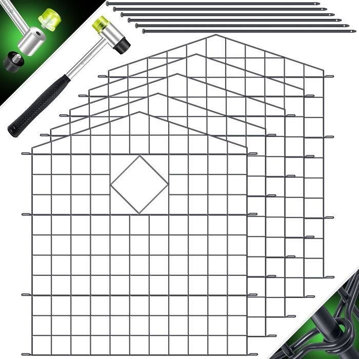 Kit Clôture Jardin Métal 10 éléments - Avec Marteaux Et Barres Fixation - Clôture à Clipser Pour étang/piscine