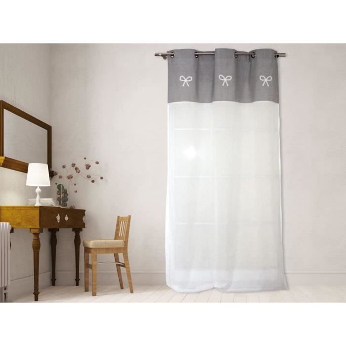 Soleil d'ocre 33681 Emilie Navigare Ricamato io Occhi Cotone Grigio 135 X 250 cm | Leroy Merlin