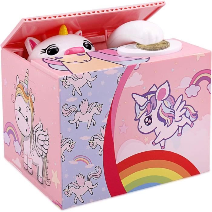 Tirelire Bois Enfant Wooshwa - Licorne, Transparente, Avec Autocollants, Réutilisable