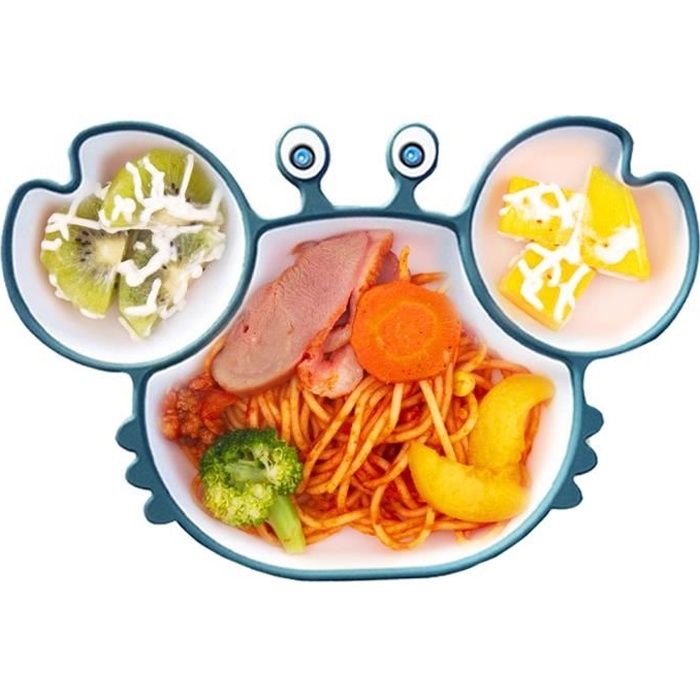 Assiette Plateau Bebe A Manger En Silicone Dessin Anime Crabe Vaisselle Meunier Enfants Bol D Alimentation Bleu Cdiscount Puericulture Eveil Bebe
