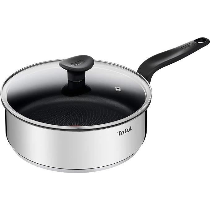TEFAL E3093204 PRIMARY sauteuse inox avec revêtement anti-adhésif 24 cm + couvercle, compatible indu