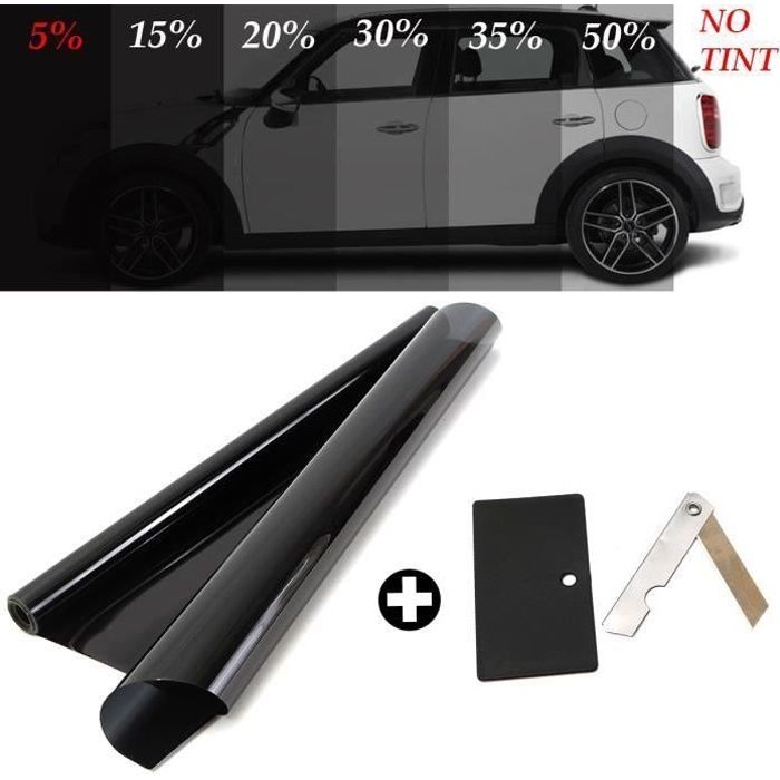 20% Film Teinté Fenêtre pour Voiture Vitre Membrane de Protection Solaire  Autocollant de Voiture Noir 50*300cm