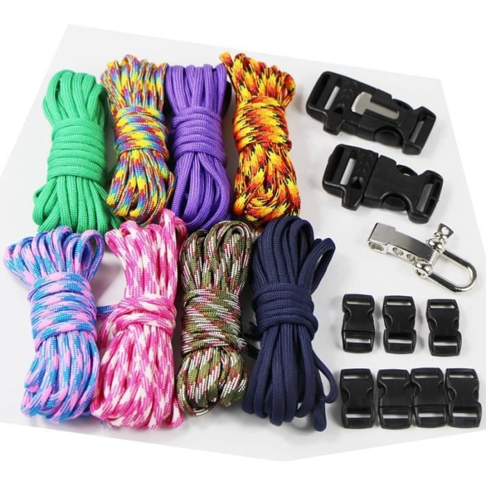 Lot de Corde de Nylon et Multifonction Fermoirs à clip pour DIY Corde de Parachute Paracorde Bracelet (StyleB)