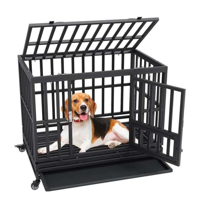 Cage Pour Chien - Vevor - Cage Pour Chien Robuste En Métal Sur Roues 95x65x81 Cm Plateau Amovible