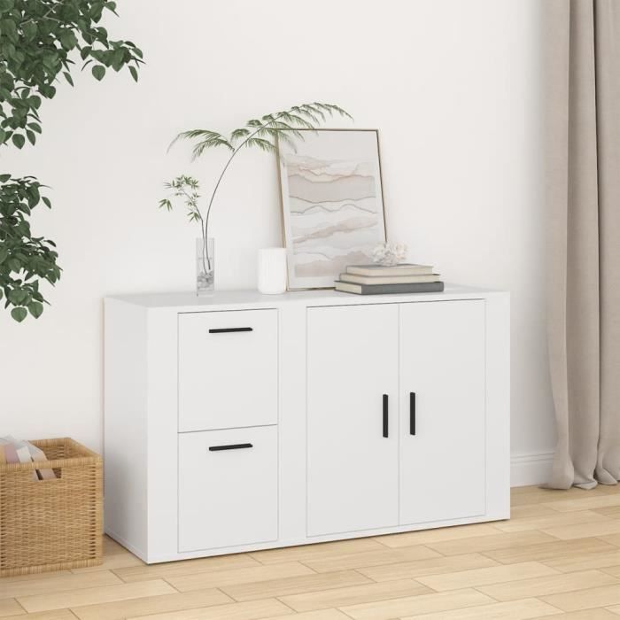 820996 vidaXL Buffet Blanc 100x33x595 cm Bois dingénierie