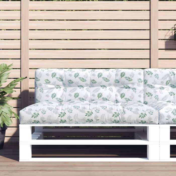vidaXL Coussin de palette à motif de feuilles 120x40x12 cm Tissu 360641
