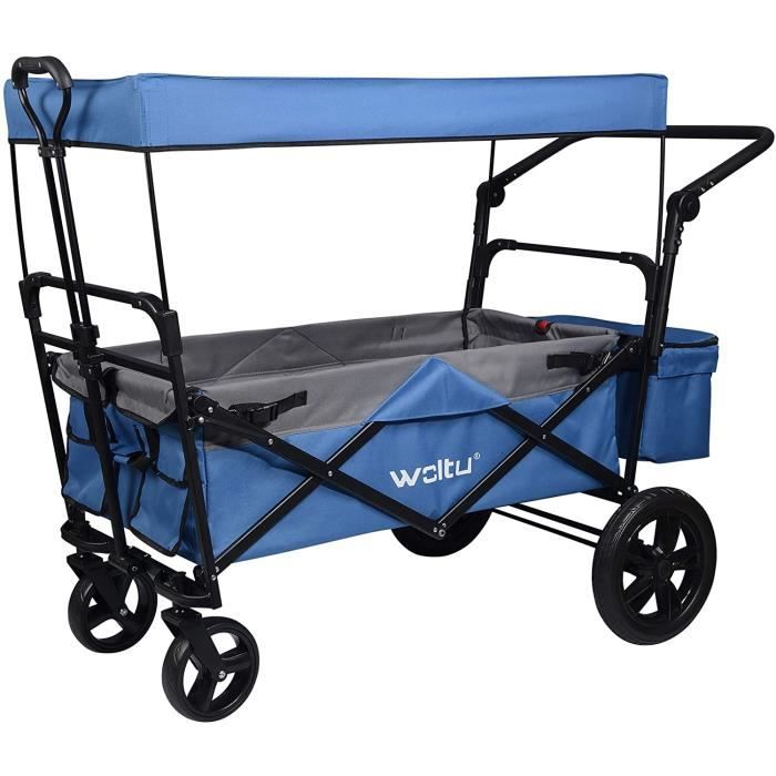 Chariot De Jardin Pliable Outsunny 41L - Capacité 60kg, Roues 12cm - Pour Camping, Plage, Festivals