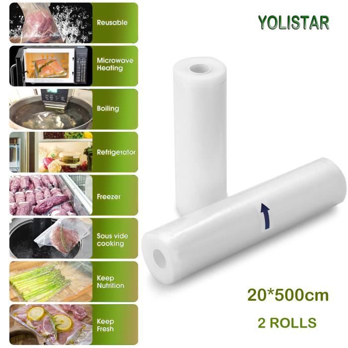 Sac sous Vide Alimentaire 2 Rouleaux 20500cm pour Tous les Appareils de Mise sous Vide | Leroy Sac sous Vide Alimentaire 2 Rouleaux 20500cm pour Tous les Appareils de Mise sous Vide | Leroy