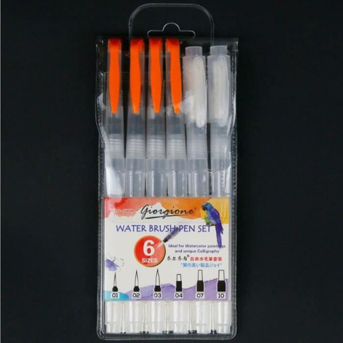 Stylo Pinceau Aquarelle 3 / 6pcs Aquare-Eau Brosse Stylo Rechargeable Peinture À Eau Plate Stylo
