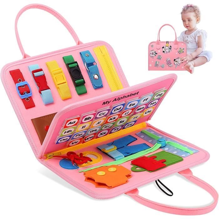 Busy Board pour Enfant, Jeux de Montessori Cadeau Fille 1 2 3 4