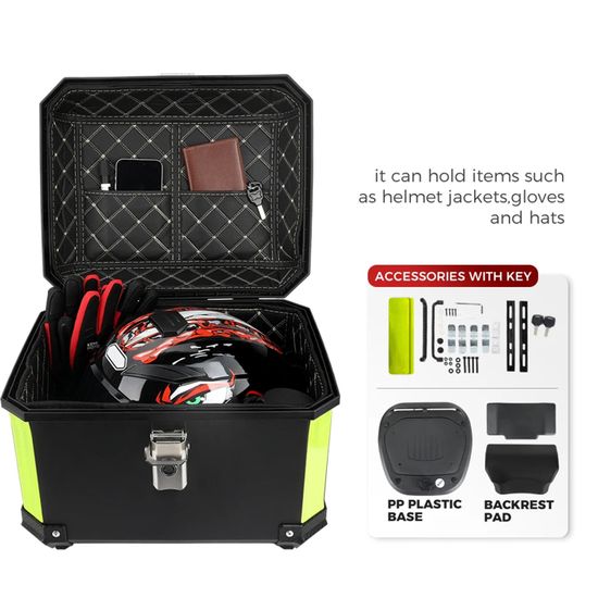 Top Case Déverrouillage Rapide Coffre Arrière Moto 45L Alliage Aluminium - Universel Noir, Antivol Et étanche Coffre Moto Alliage Aluminium 5052