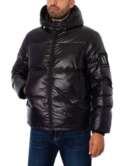 Doudoune capuche amovible Armani Exchange Homme Noir 100 Polyamide Fermeture zip