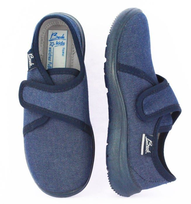 Chaussons Enfant Beck Basic 550 – Coton Doux, Velcro Large, Semelle Souple Antidérapante, Idéal Jardin D’Enfants Et Maison