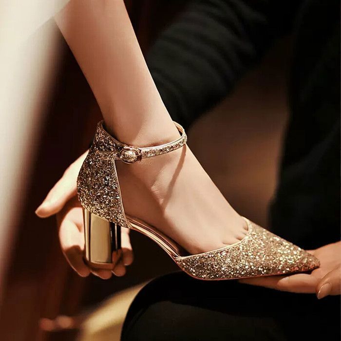 Escarpins de Luxe a Talons Hauts et Paillettes Dorees et Argentees Chaussures de Mariage a Lanieres de Rincage de Silver 4.5cm Achat Vente Escarpins de Luxe a Talons Hauts et Paillettes