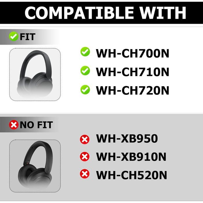 Coussinets d'oreille pour Sony WH CH710N