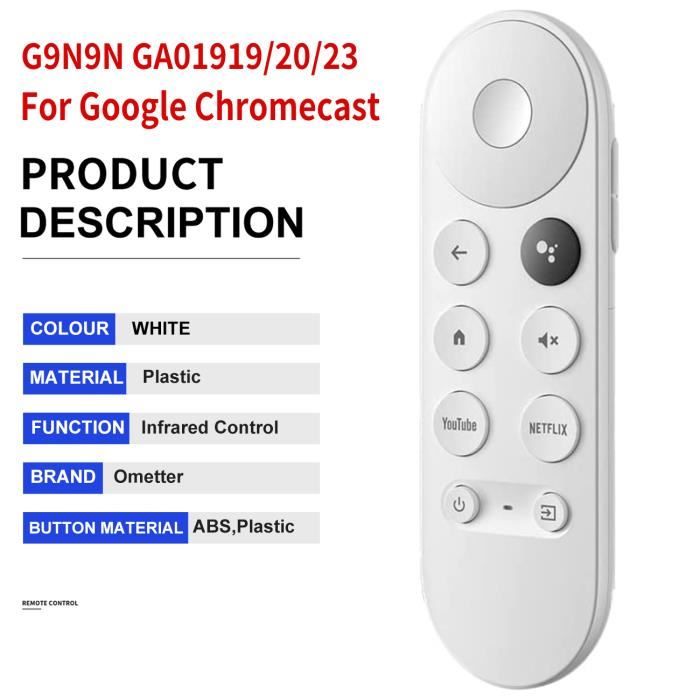 Blanc-Télécommande de remplacement pour Smart TV Google Chromecast 4k Snow  G9N9N ga0194-2020, avec touches de - Cdiscount TV Son Photo