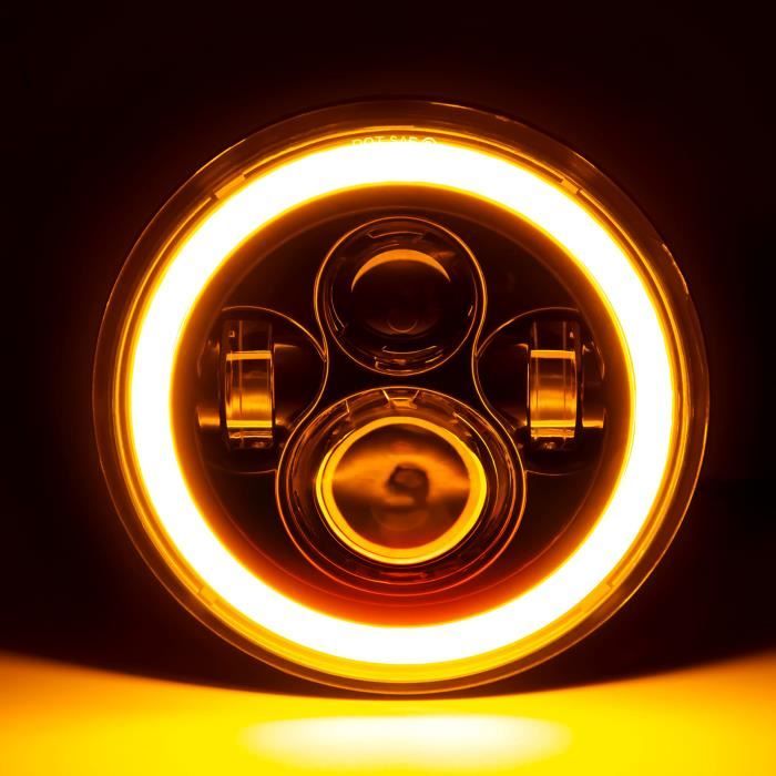 7 pouces phare LED, forme ronde phare LED Halo Angle yeux feux diurnes  clignotant remplacement de la lampe - Cdiscount Auto