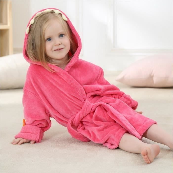 Enfants Flanelle peignoir douche fille molleton pyjama de nuit bébé garçon  hiver Hooded Towel Robes Ados pyjamas chauds Chemise de nuit (Color : Girl  pink, Kid Size : 7 8T) : : Mode
