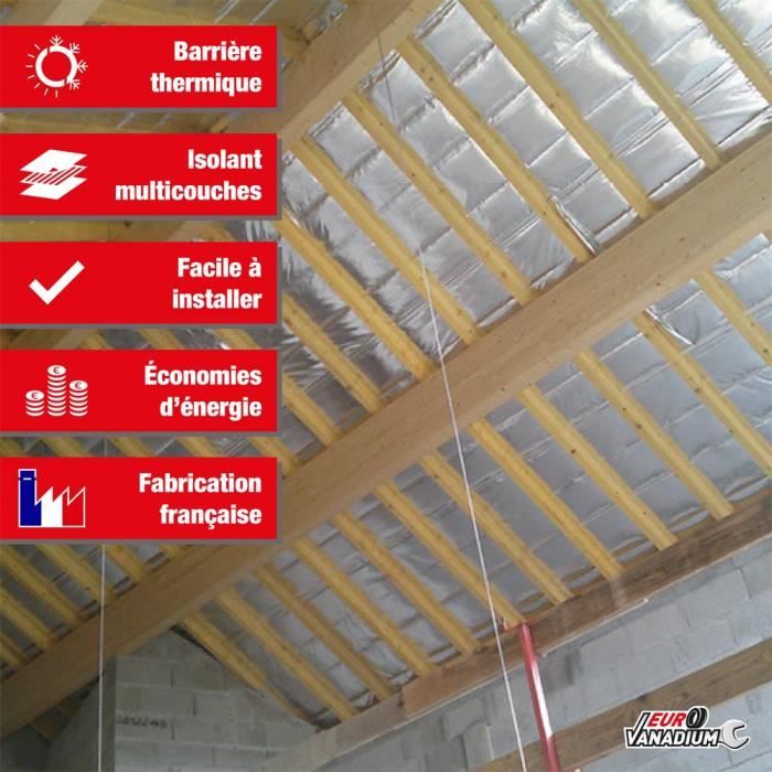 Isolant multicouche mince pour toiture et rénovation - Isolation thermique  et phonique - découpable - 27 épaisseurs 7 m² - Cdiscount Bricolage