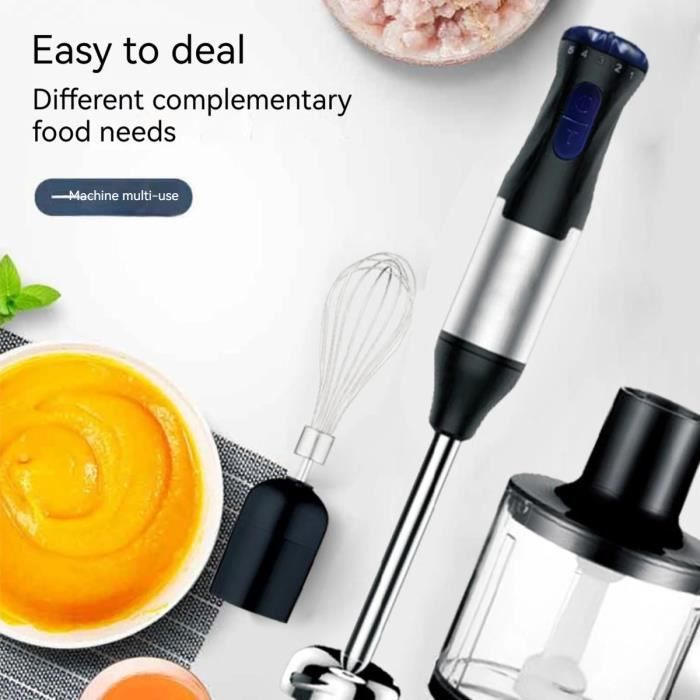 Mixeur Plongeant Coziselect 800W 4-en-1 - Hachoir 500ml Et Fouet Inclus Pour Cuisine Et Bébé