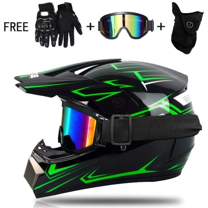 RUMOCOVO® Casque de Moto Cross Enfant, Casque Intégral Moto Cross VTT avec  Lunettes Gants, Convient pour Scooter Bicyclette - Cdiscount Auto