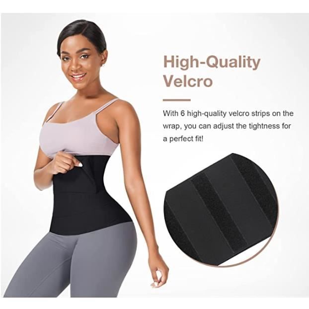 Wrap Waist Trainer pour Femme Bande d entrainement a la Taille enveloppante Corset de Sport Noir 2M