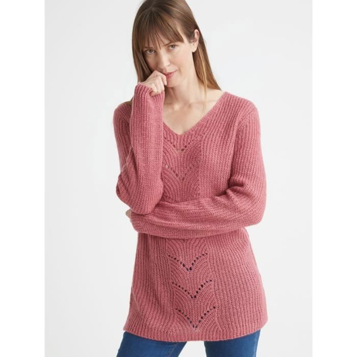 BALSAMIK by Daxon Pull tunique maille fantaisie Rose