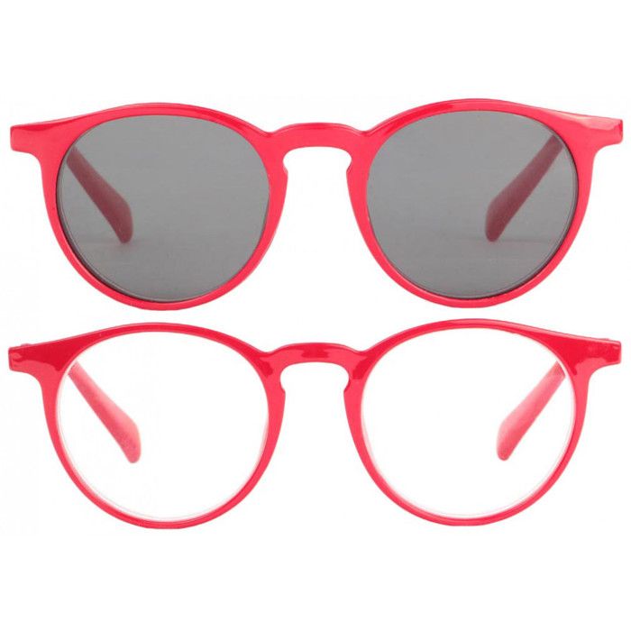 Lunettes-loupe Solaires Magnétiques Rouges Rondes - Dioptrie +3 - New Time - Clip Sur Vos Lunettes - Neuf Avec étiquettes