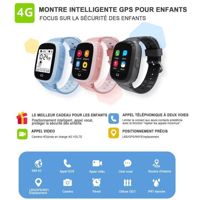 4G Montre Connectée Enfant avec Appel Vidéo, GPS, Double Caméra, Bleu | Lampe de Poche, Carte Sim, GPS, Chat Vocal, SOS, IP68, Mode École, Podomètre, Réveil, Smartwatch Enfant pour Garçons Filles 4G Montre Connectée Enfant avec Appel Vidéo, GPS, Double Caméra, Bleu | Lampe de Poche, Carte Sim, GPS, Chat Vocal, SOS, IP68, Mode École, Podomètre, Réveil, Smartwatch Enfant pour Garçons Filles