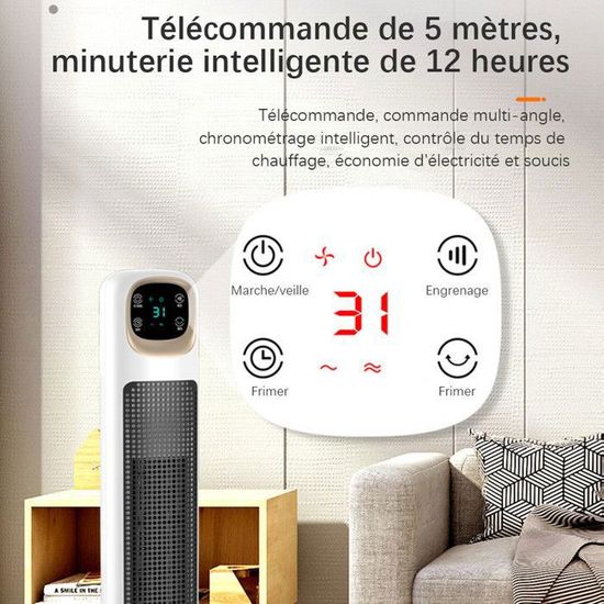 Radiateur Soufflant Céramique 600W - 3 Modes, Portable Et Silencieux