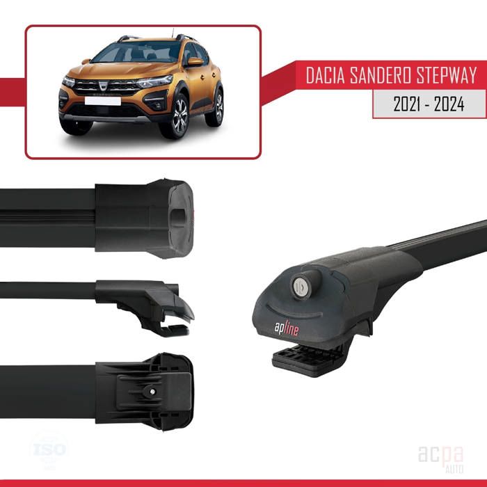Accessorypart Compatible Avec Dacia Sandero Stepway 2 2012-2020 Fly Model Barres De Toit Railing Porte-Bagages De Voiture Gris Aluminium 3 Barres - 2