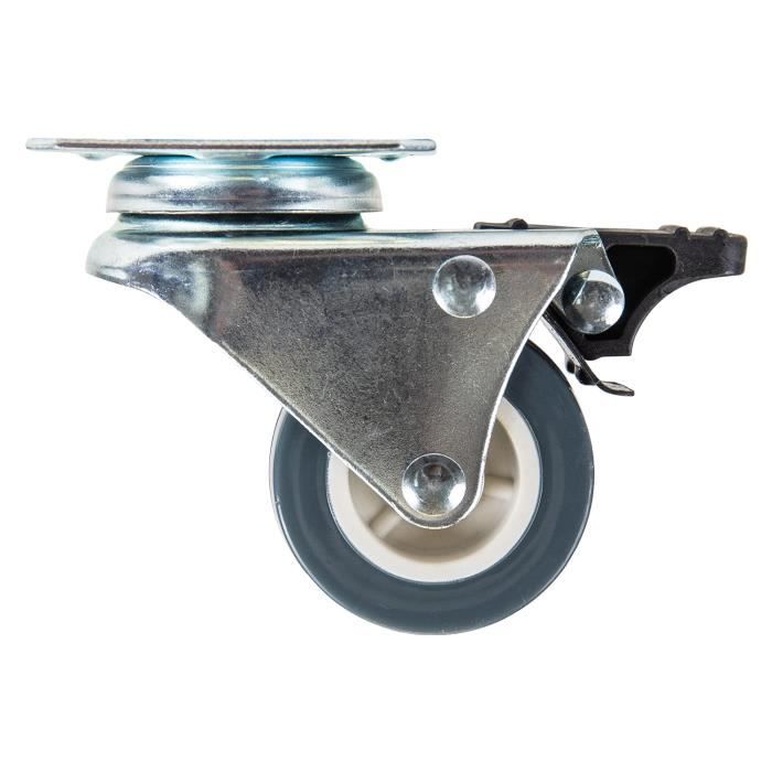 4 Roulettes Pivotantes SL Avec Frein – 100 Mm – Bleues – Charge 180 Kg/roue