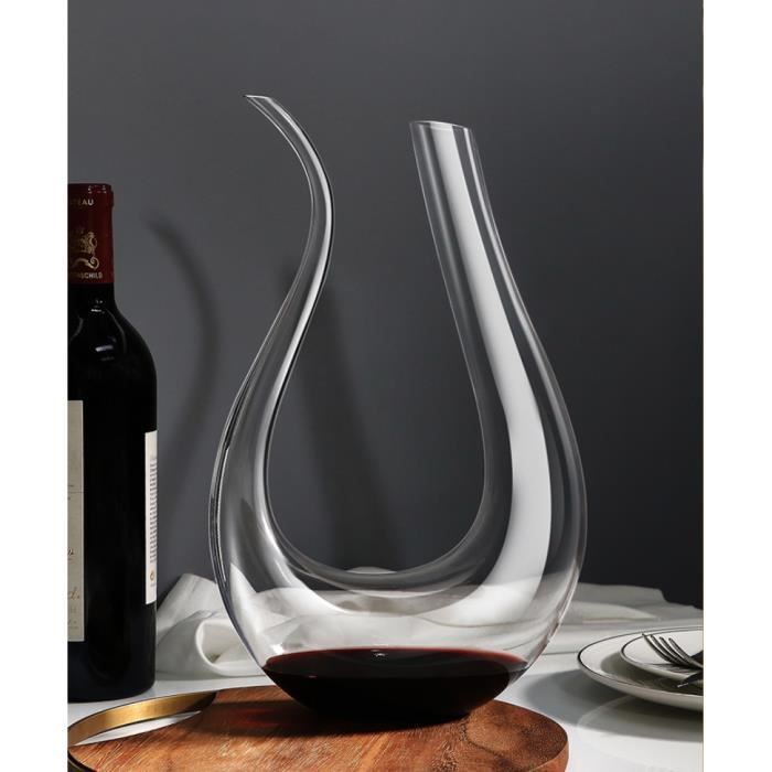 Carafe à vin en cristal vintage : bouteille génie lourde avec bouchon gland - France