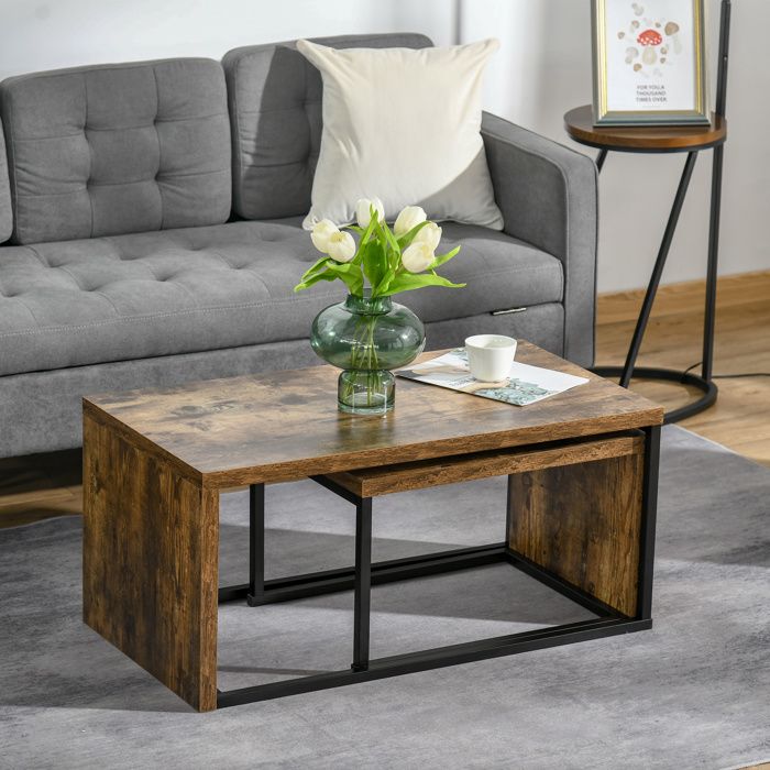 UNHO Table Basse Gigogne Ronde Tables Gigognes De Salon Table D'Appoint