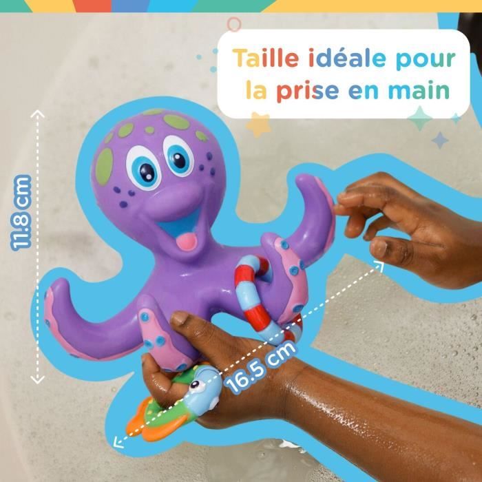 Jouet De Bain Pieuvre Flottante Nuby Avec 3 Anneaux - Jeu Interactif Pour Bébé Et Enfant Dès 18 Mois, Violet